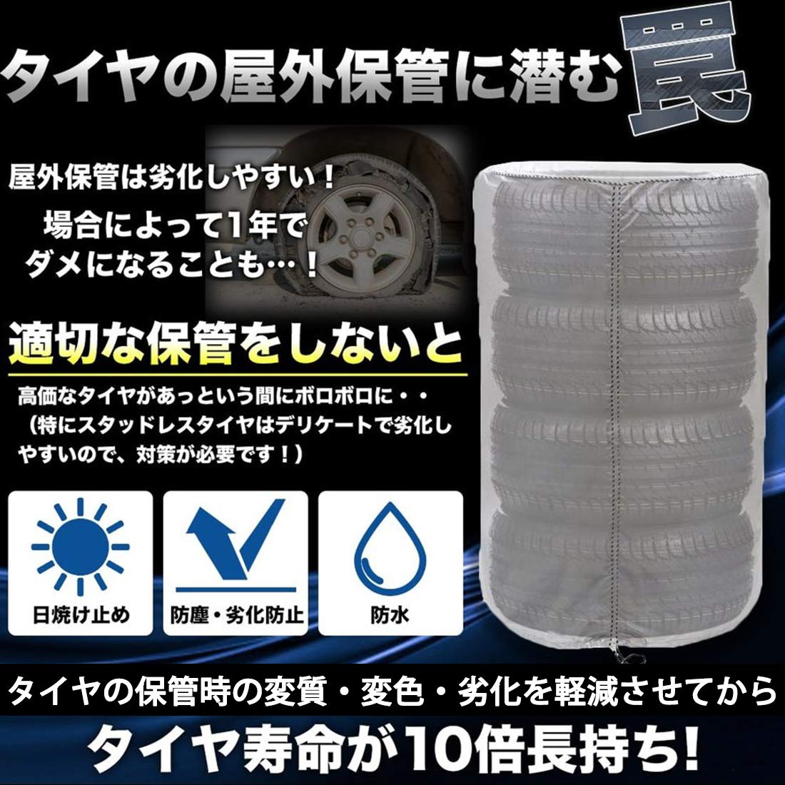 Amazon | タイヤカバー タイヤ保管 収納 夏冬 車用スペアタイヤ保護